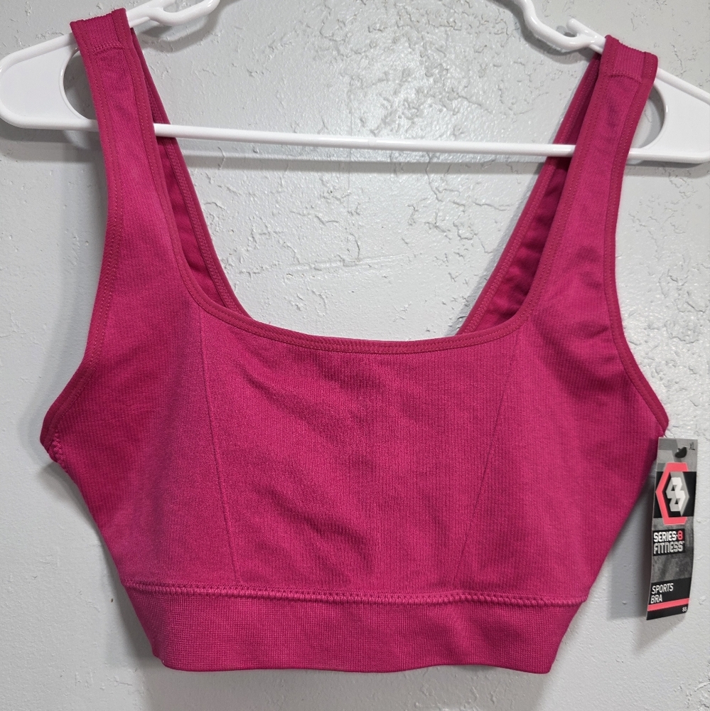 Senita Athletics Pink Sports Bra with Stretchy Fabric and Wide Straps